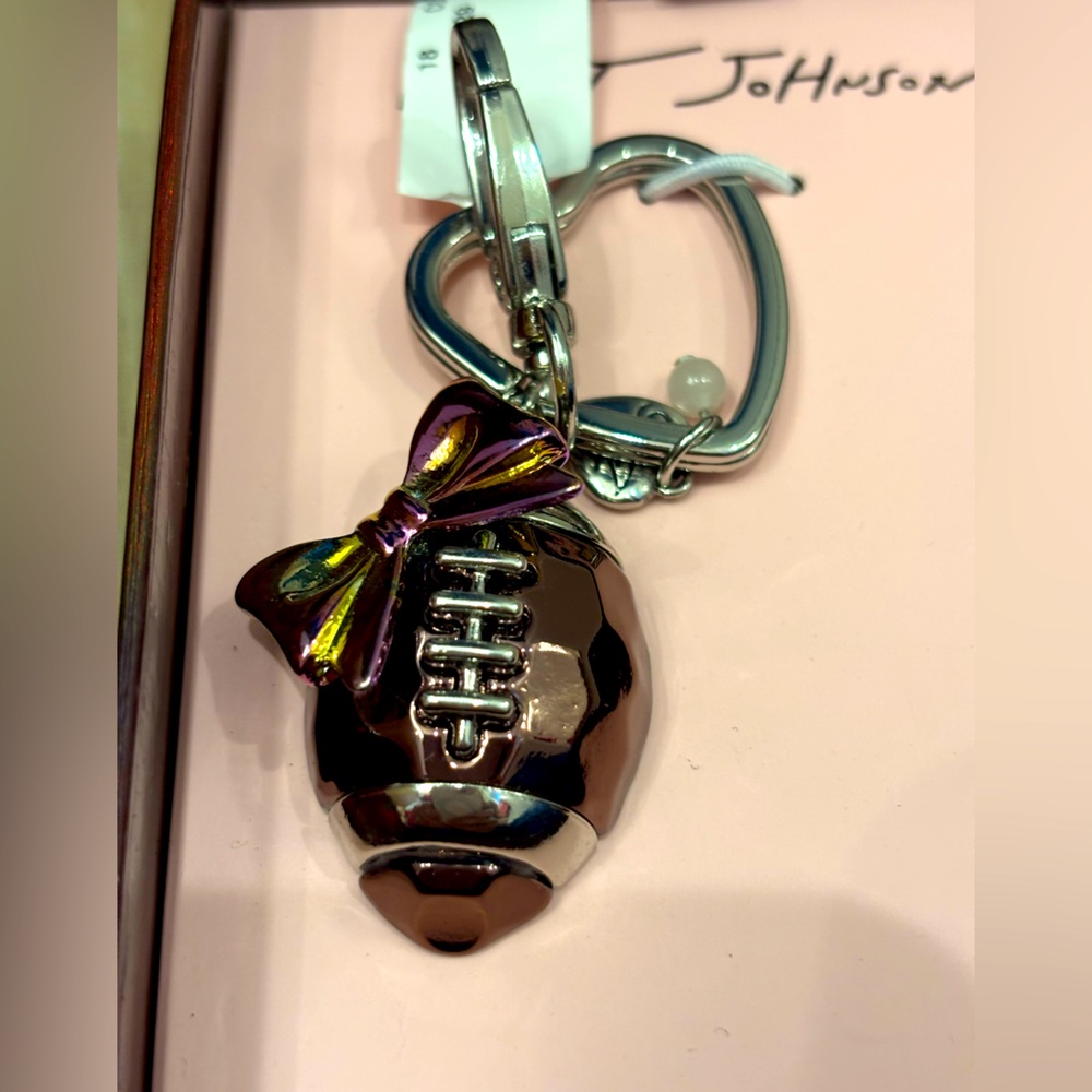 NIB Betsey Johnson football with a bow bag charm / Keychain